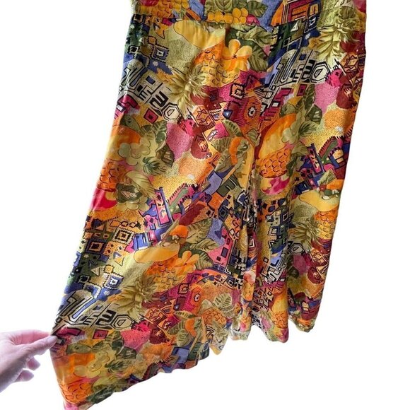 VTG 80s Cotton Castle Two Piece Gaucho Pants Short Sleeve Button Top Women’s L - Picture 6 of 16